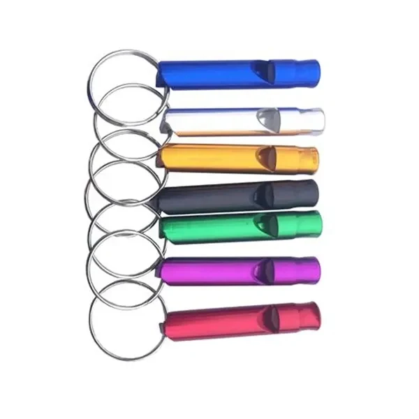Custom 2.5" Aluminum Metal Whistle Keychain — Safety, Sports & Event Promo 1