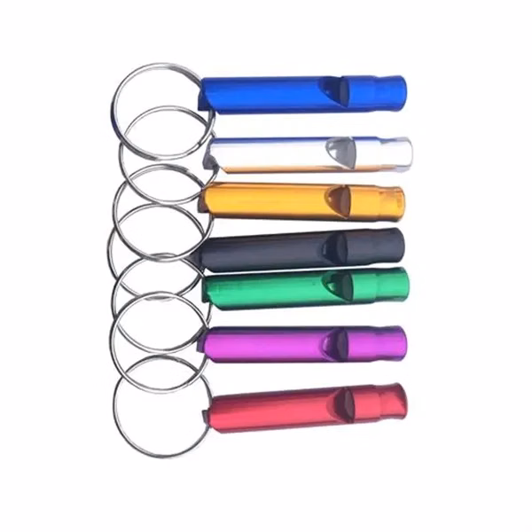 Custom 2.5" Aluminum Metal Whistle Keychain — Safety, Sports & Event Promo