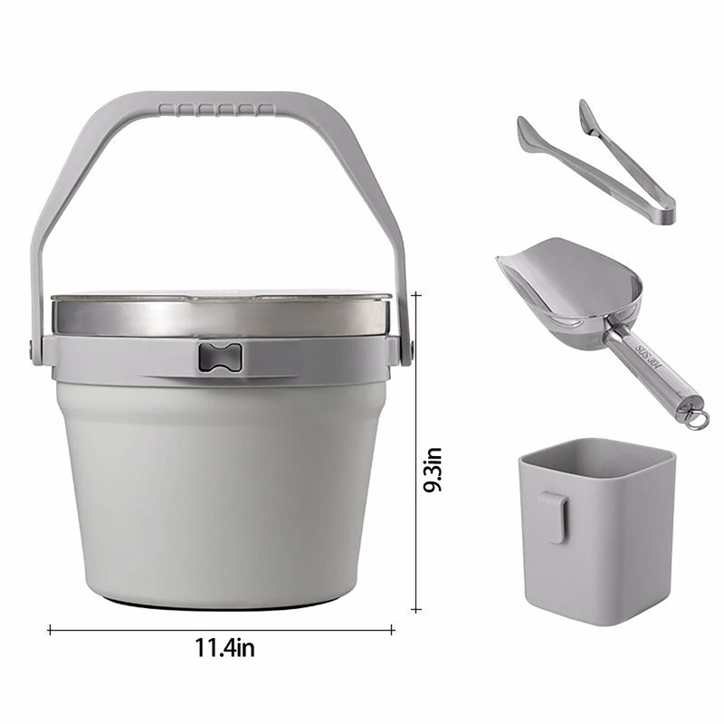 Large-Capacity Stainless Steel Insulated Ice Bucket Set