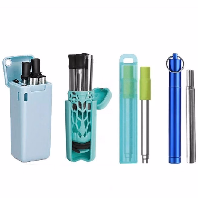 Reusable Stainless Steel Folding Straw with Case and Brush