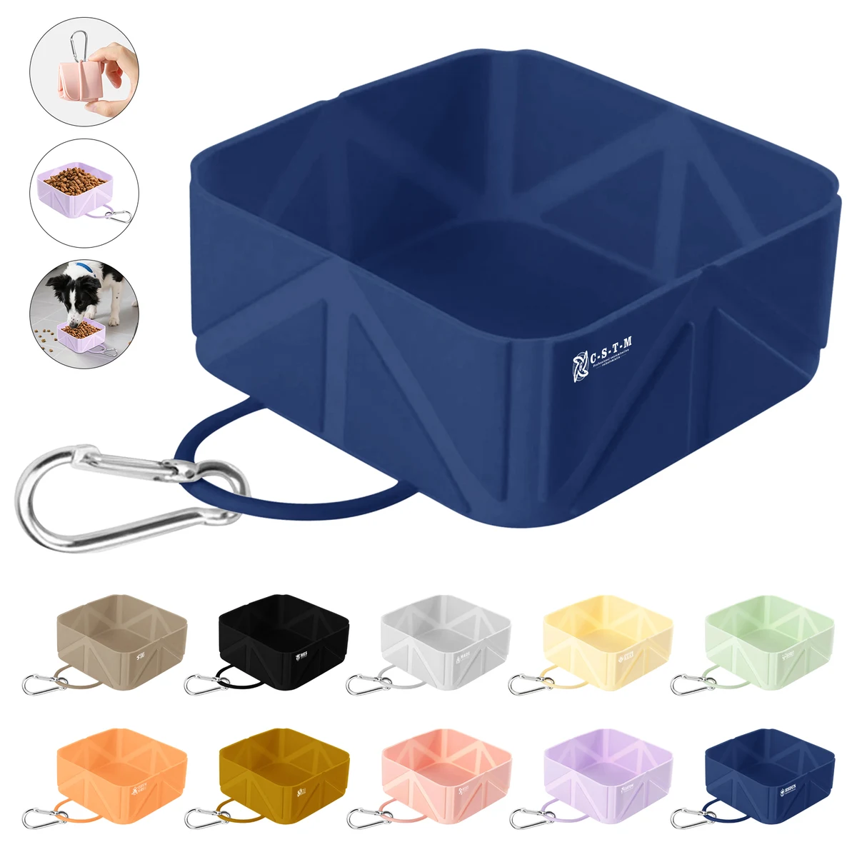 Folding Dog Bowl with Carabiner 1
