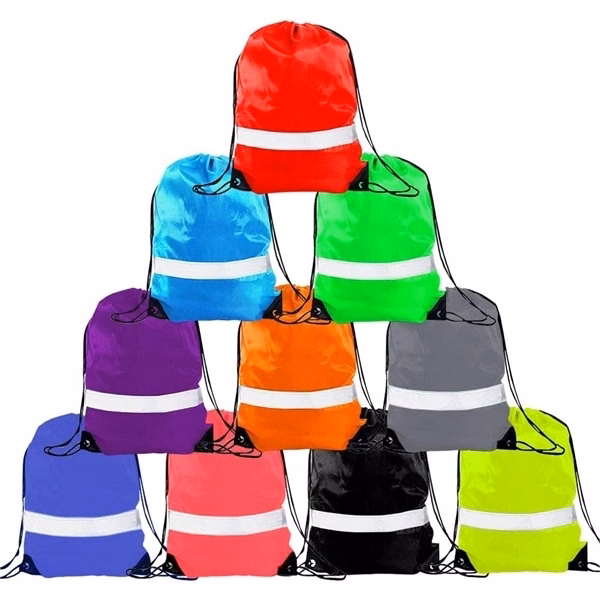 Reflective Stripe Drawstring Backpack