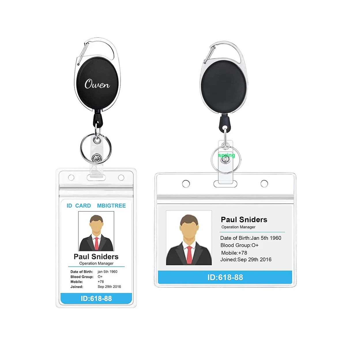 PVC Transparent ID Card Holder w/ Retractable Badge 1