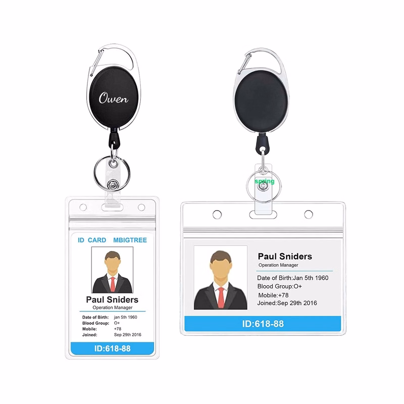 PVC Transparent ID Card Holder w/ Retractable Badge