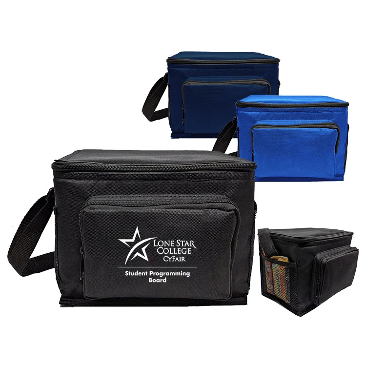 6 Pack Poly Cooler bag with Side Pockets 1
