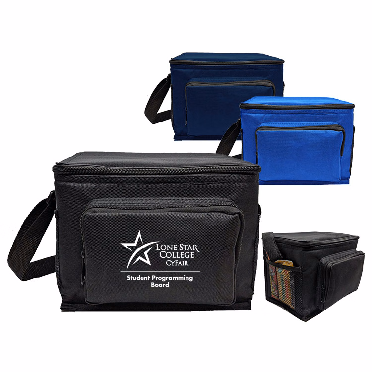 6 Pack Poly Cooler bag with Side Pockets