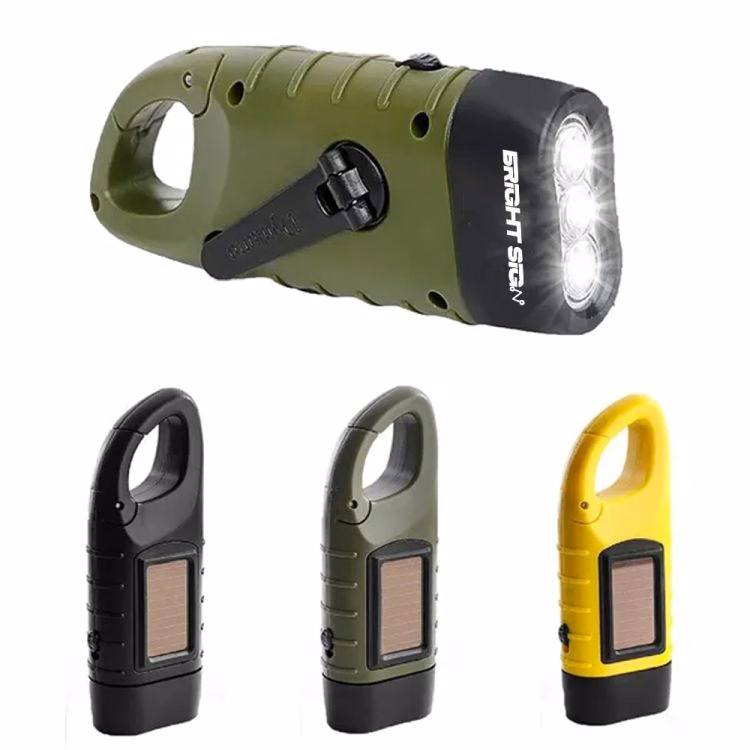Mini Solar & Hand-Crank Flashlight Keychain