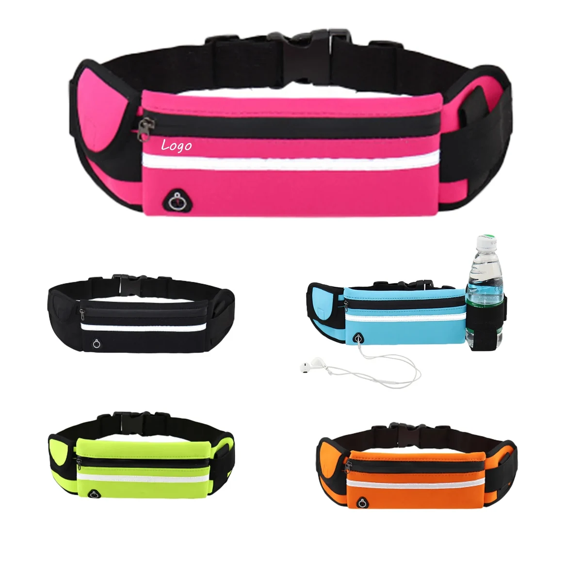 Large Capacity Reflective Waist Pack Two Zipper Sports Bag 1