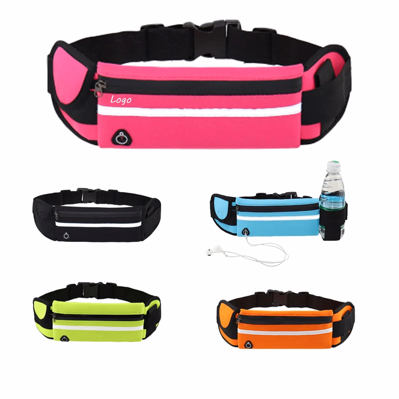 Large Capacity Reflective Waist Pack Two Zipper Sports Bag