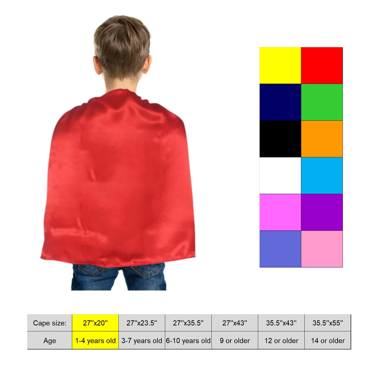 Cosplay Kids Superhero Cape (27" x 20") 1