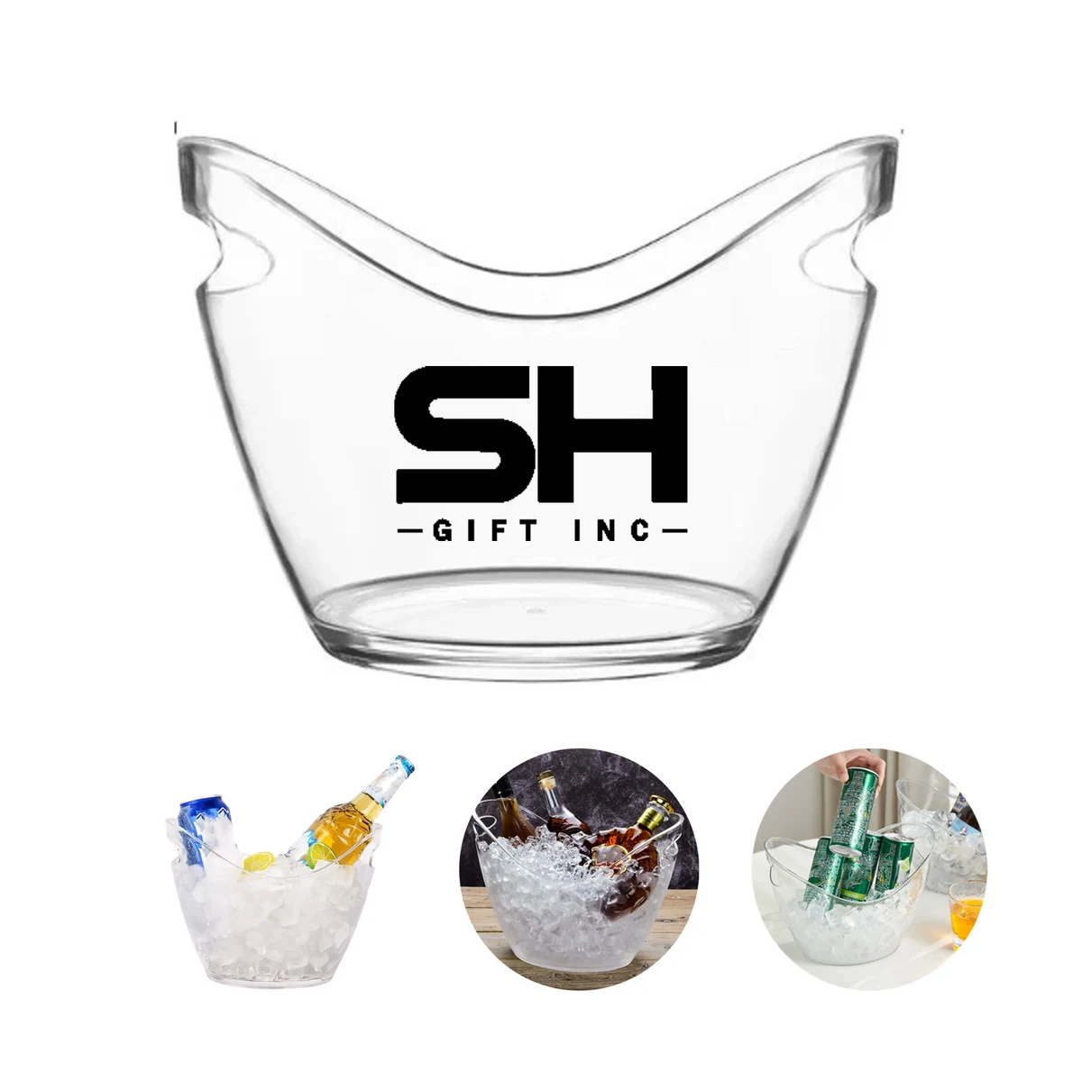 8L Thick PET Plastic Transparent Ice Bucket 1