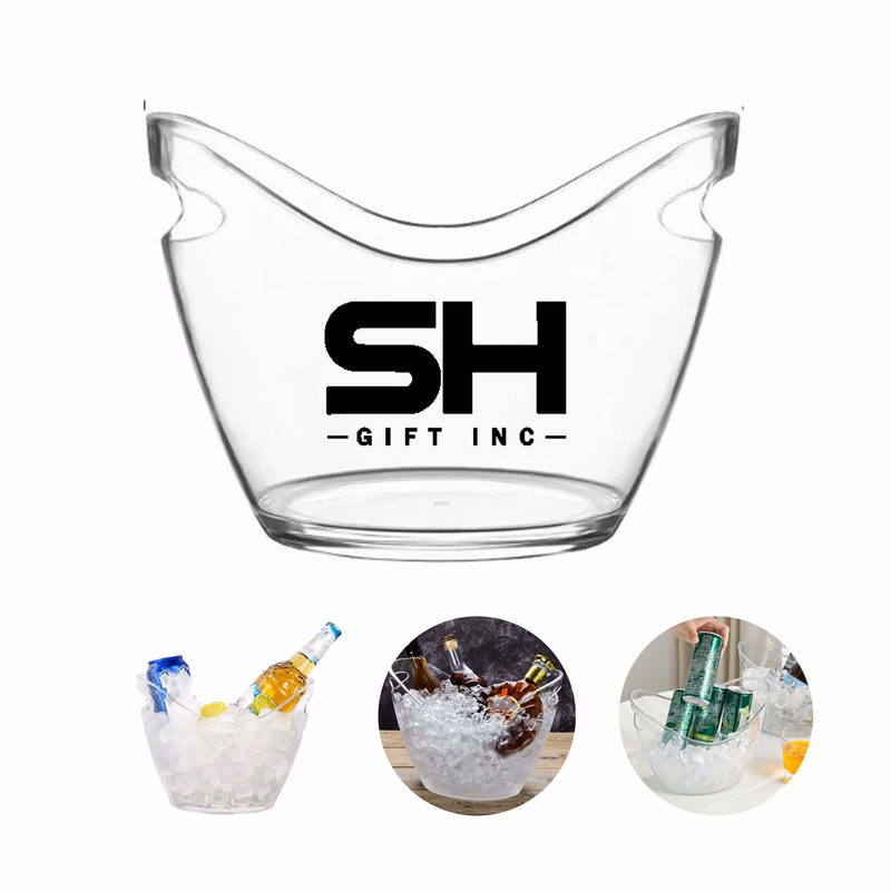 8L Thick PET Plastic Transparent Ice Bucket