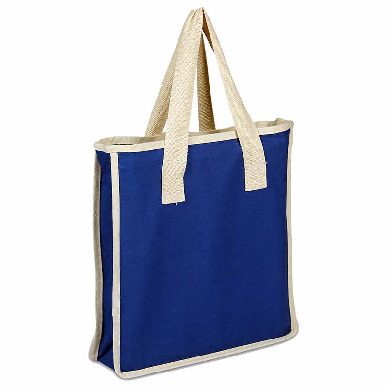 Colored Canvas Shopping Bag with Natural Colored Handles