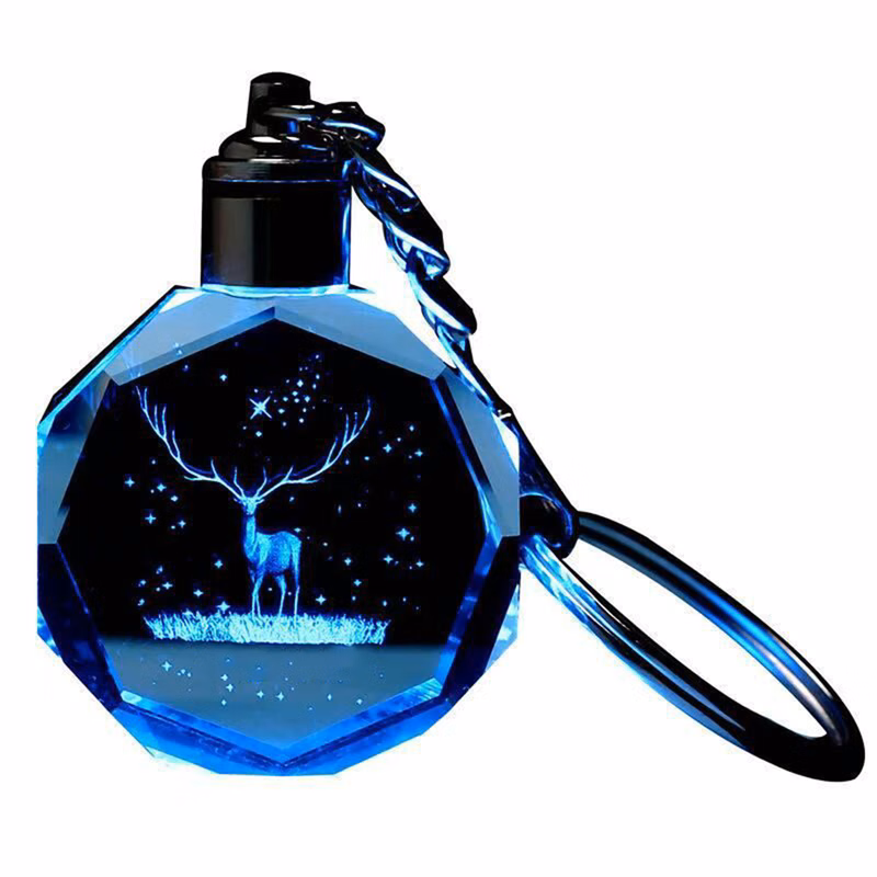 Crystal keychain with LED