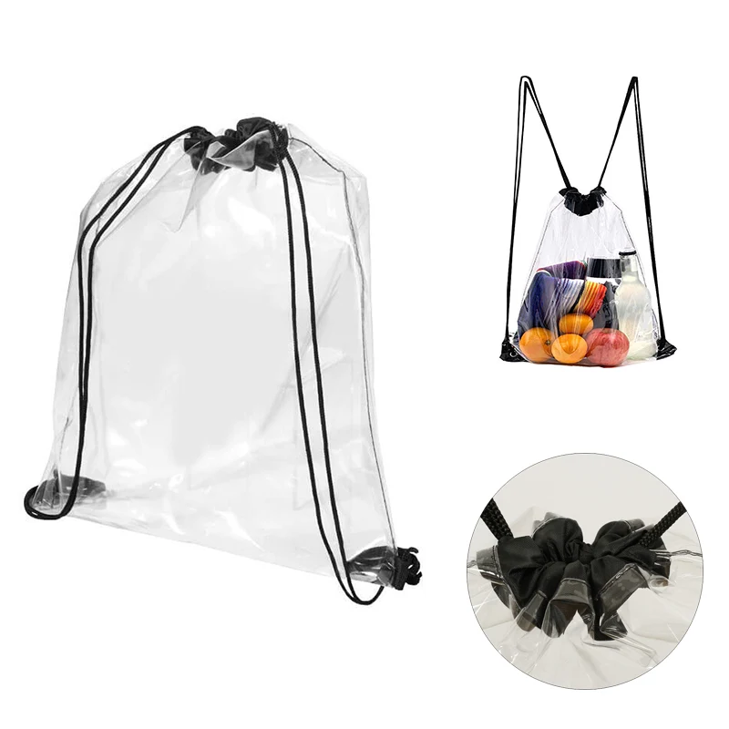 Clear PVC Drawstring Backpack w/ Grommets 1