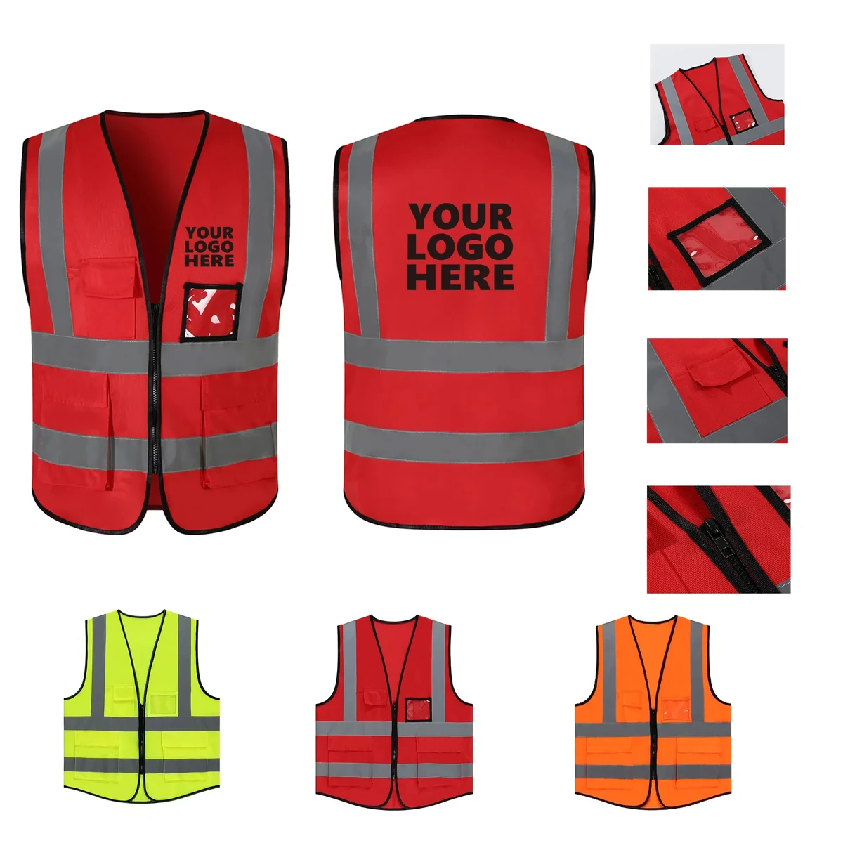 Class 2 Hi Vis Reflective Strips 4 Pockets Safety Vest MOQ30 1