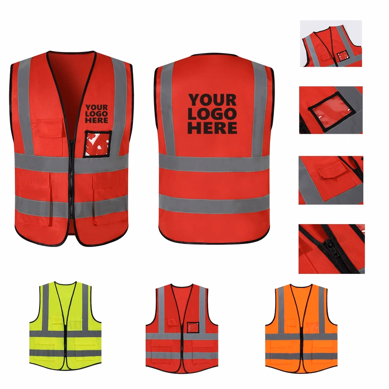 Class 2 Hi Vis Reflective Strips 4 Pockets Safety Vest MOQ30