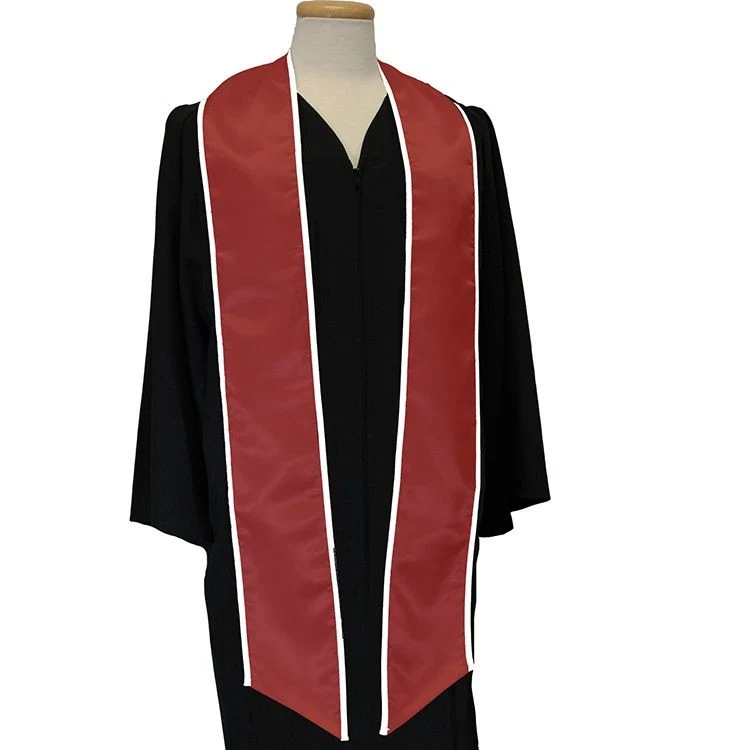 Maroon Graduation Sash with White Binded Edge 1