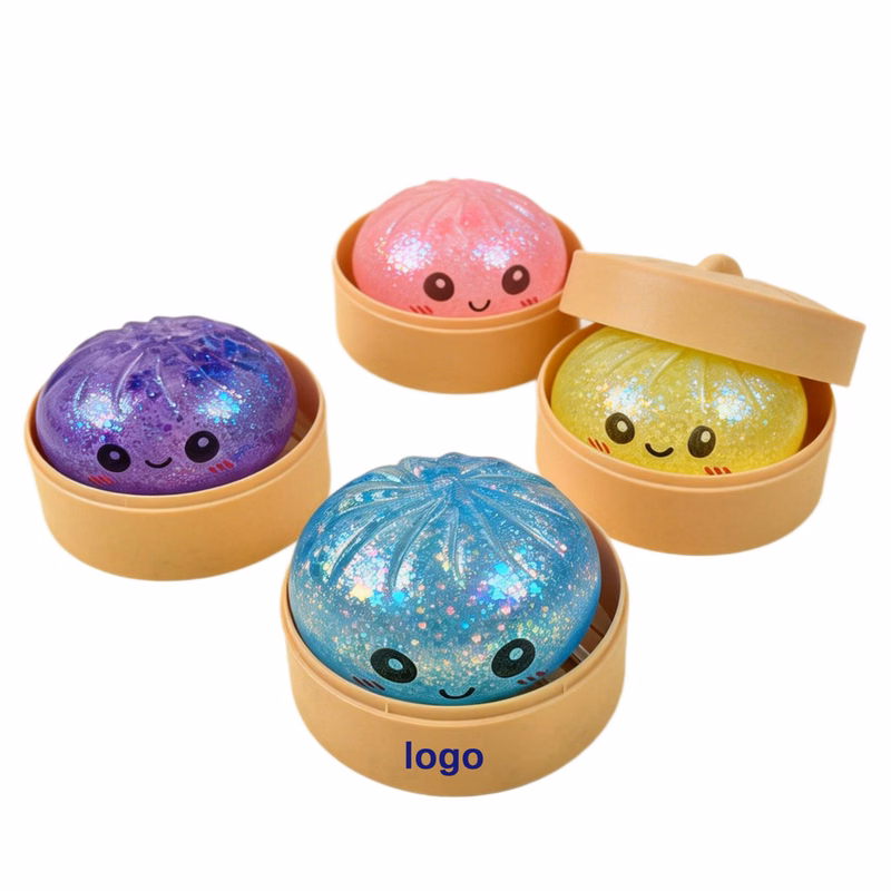 Sparkling Bun Squishy with Display Basket
