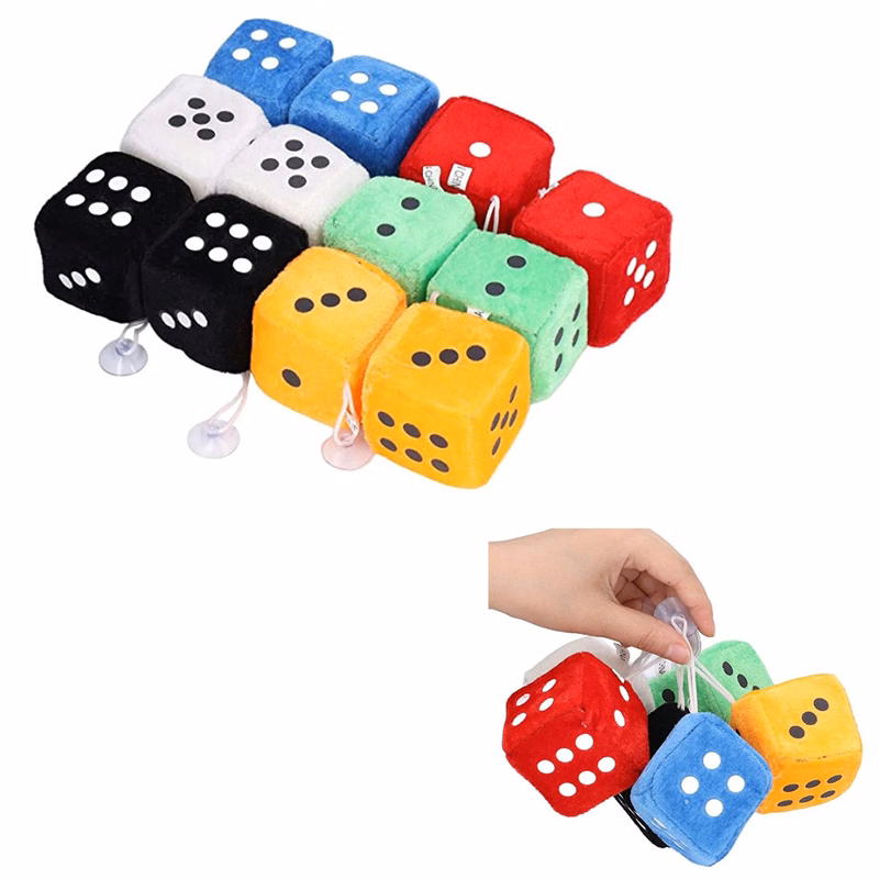 Fuzzy Decorative Vehicle Hanging Mirror Dice with Dots