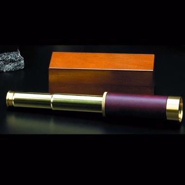 Brass Telescope w/Leather Wrap Around on Grip Section