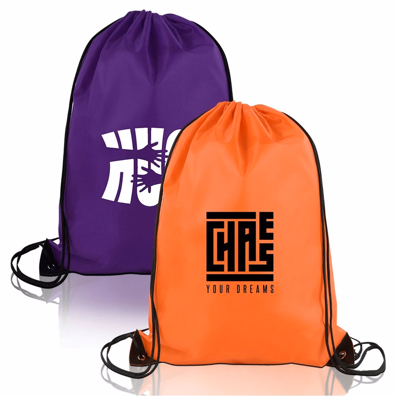 Drawstring Backpack with Leather Trim ( 14" x 18" )