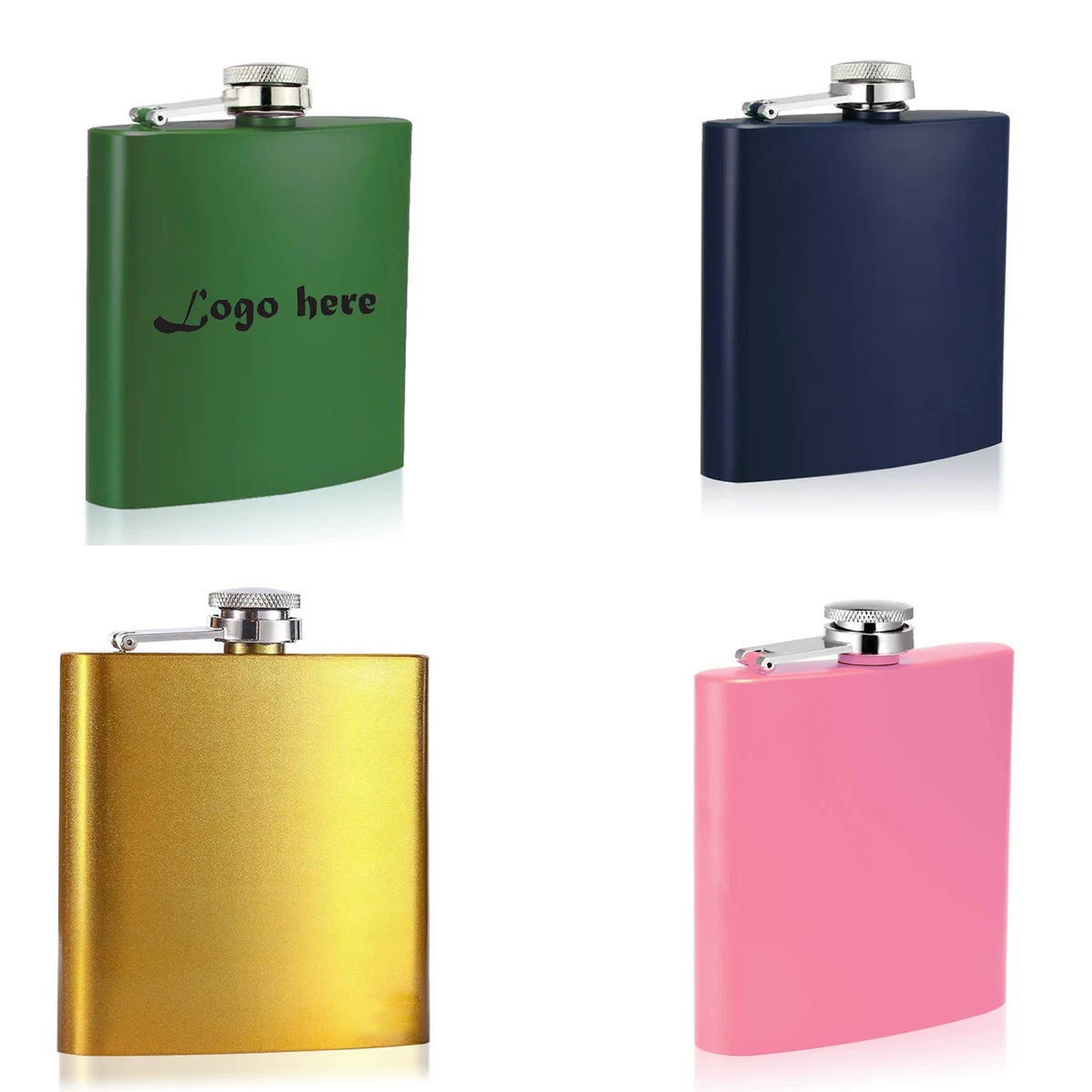 Outdoor 6OZ Portable Stainless Steel Shiny Hip Flask, custom water bottle with logo imprint 1