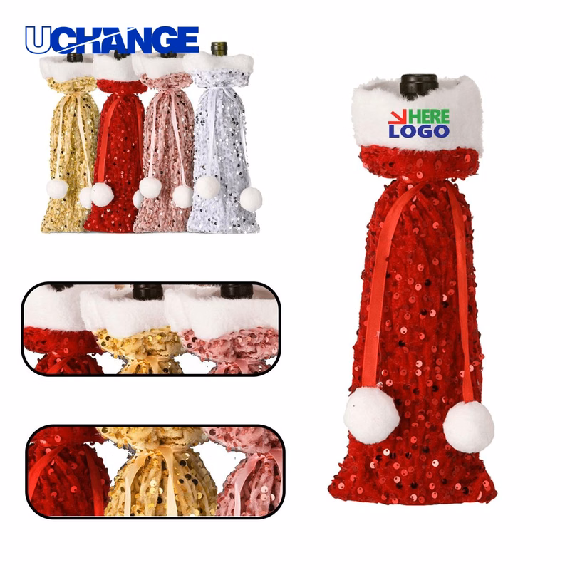 Holiday Sequin Bottle Holder Sleeve