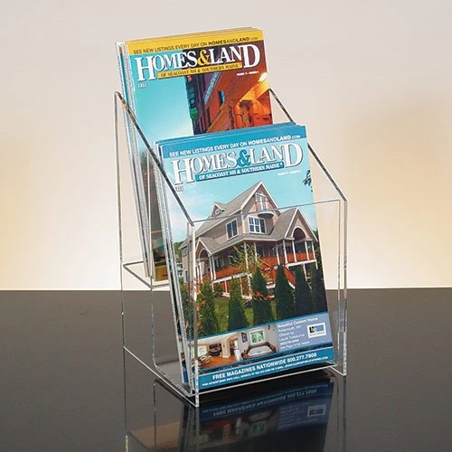 Countertop Brochure Holder, All Clear, 2-tier, 2 pockets for 5-1/2" 1