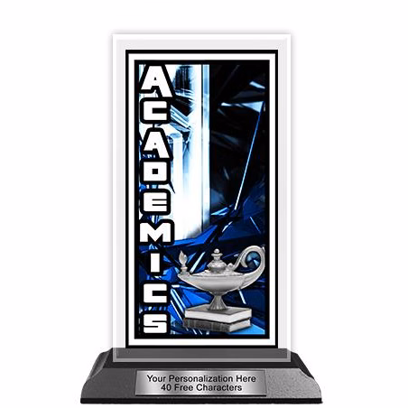 Acrylic Trophy: 6" Tower Shape, Action Matrix Desi