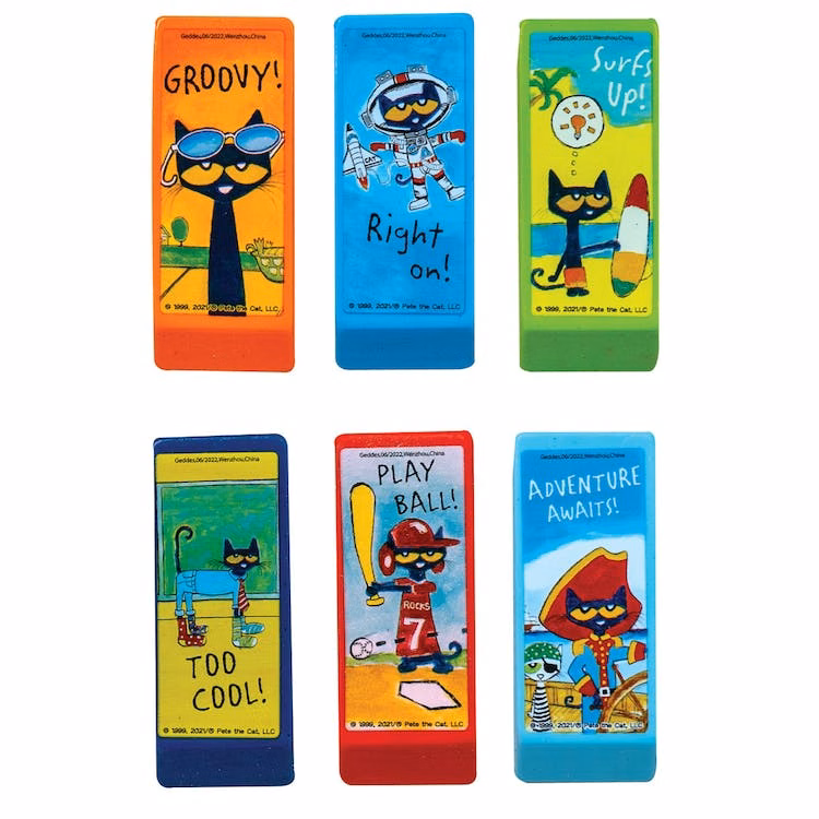 Pete the Cat Beveled Erasers - 6 Styles