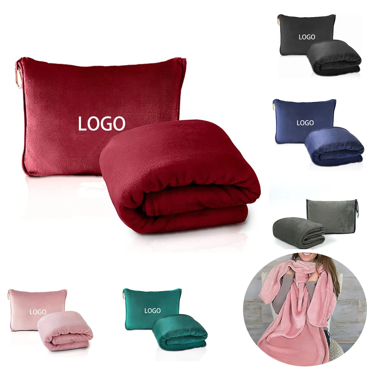 Travel Storage Double Sided Plush Blanket 1