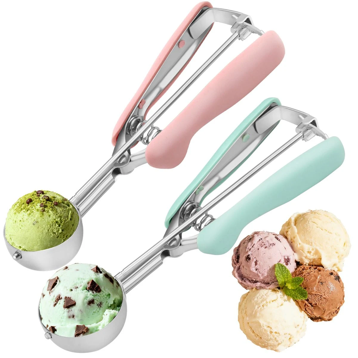 Stainless Steel Ice Cream Scoop & Cookie Disher w/ Handle 1