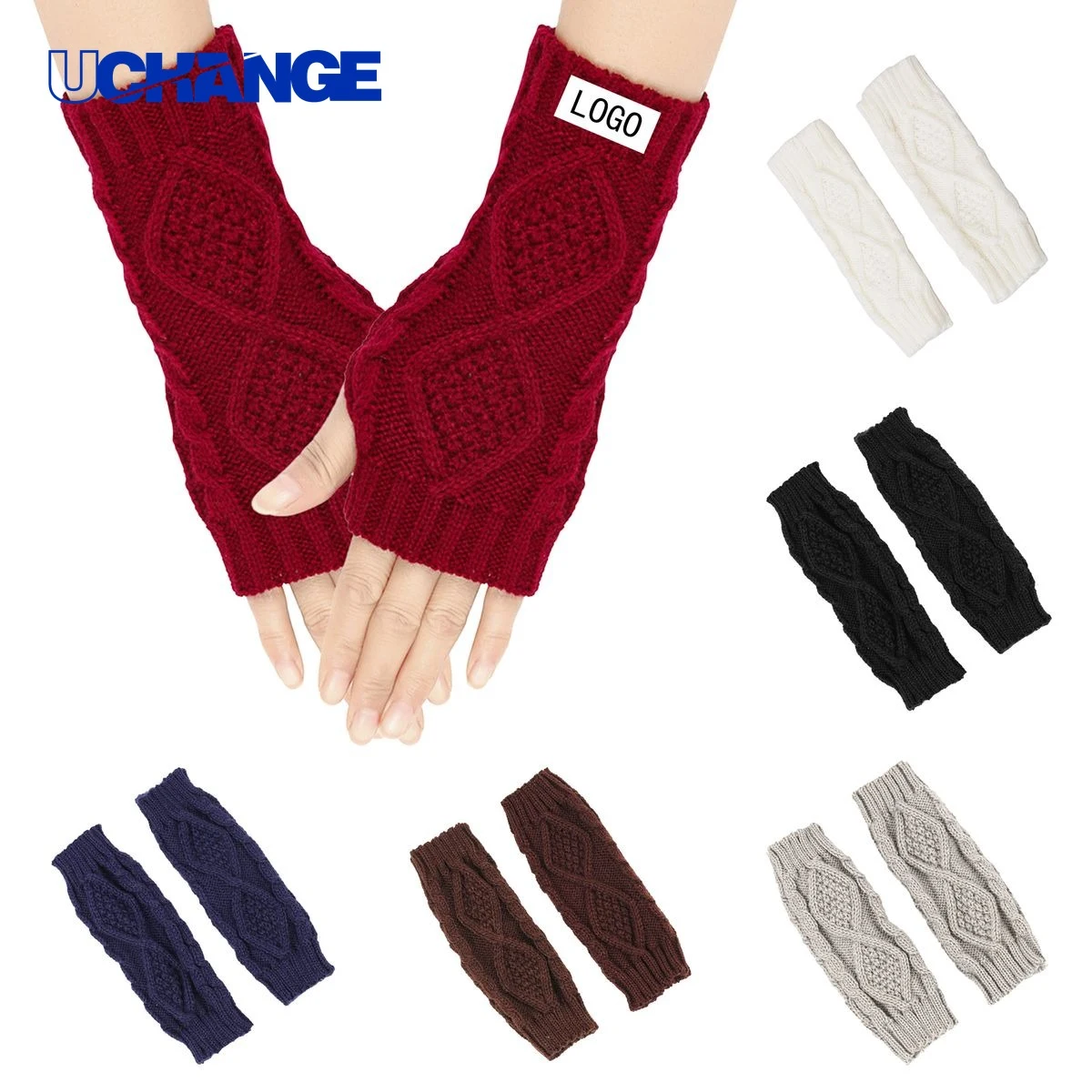 Diamond Check Knit Gloves 1
