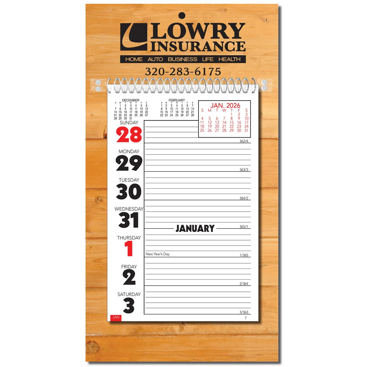 Stock Almanac Weekly Memo Calendar - Woodgrain 1