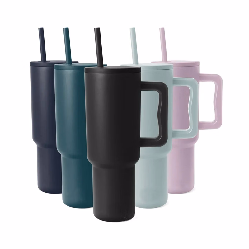 Modern 40 oz Tumbler Insulated with Handle and Straw Lid
