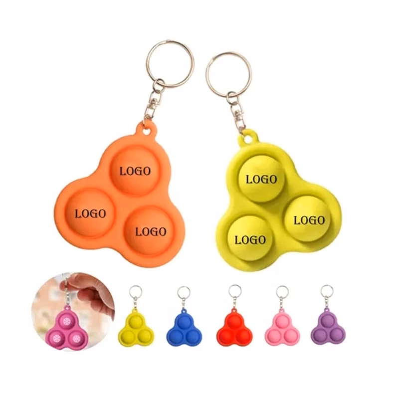 Stress Relief Bubbles Fidget Toys Silicone Keychain