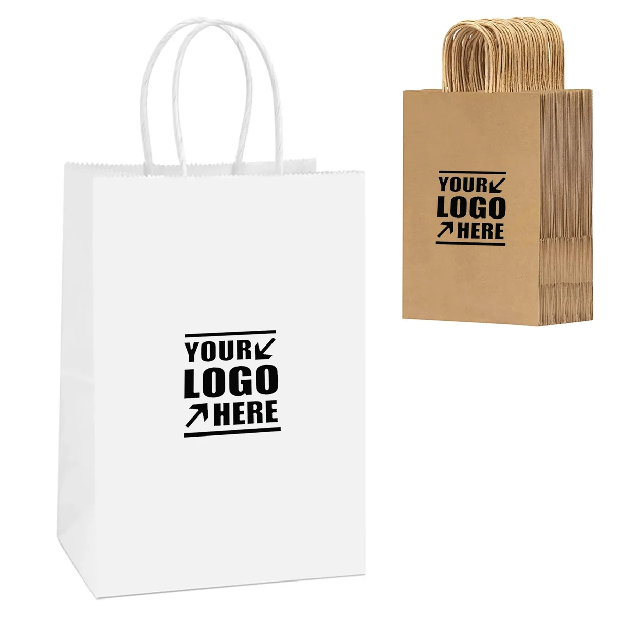 Kraft Party Portable Gift Bags with Handles Bulk 1