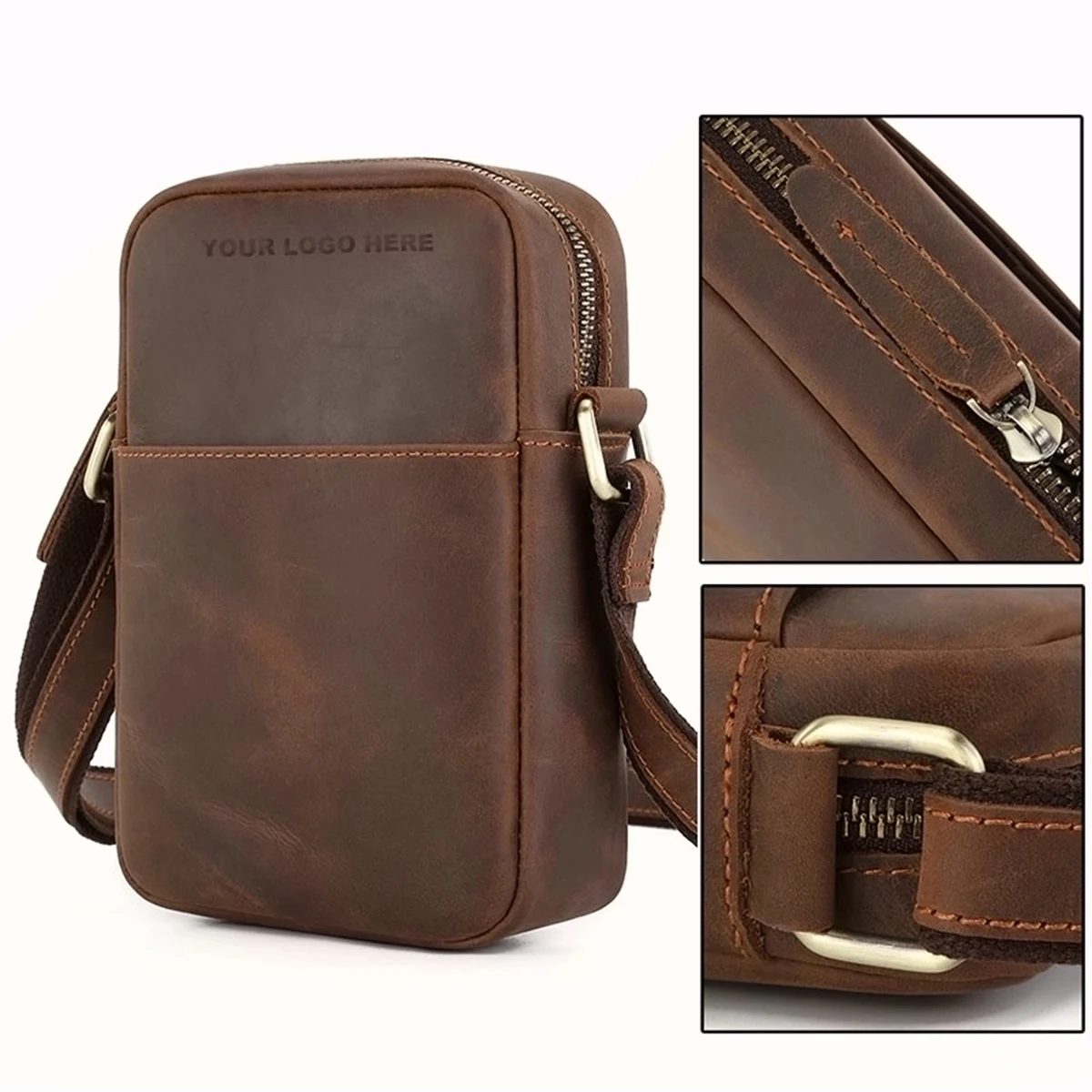 Men'S Genuine Leather Crossbody Bag 1