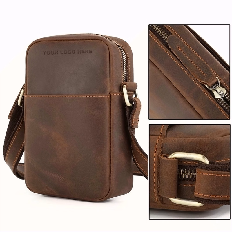 Men'S Genuine Leather Crossbody Bag