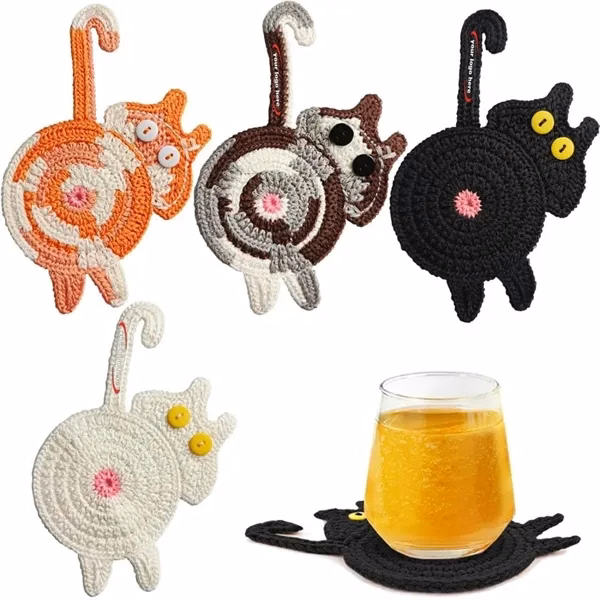 Funny Crochet Mug Coaster for Commutes, Fitness and Travel