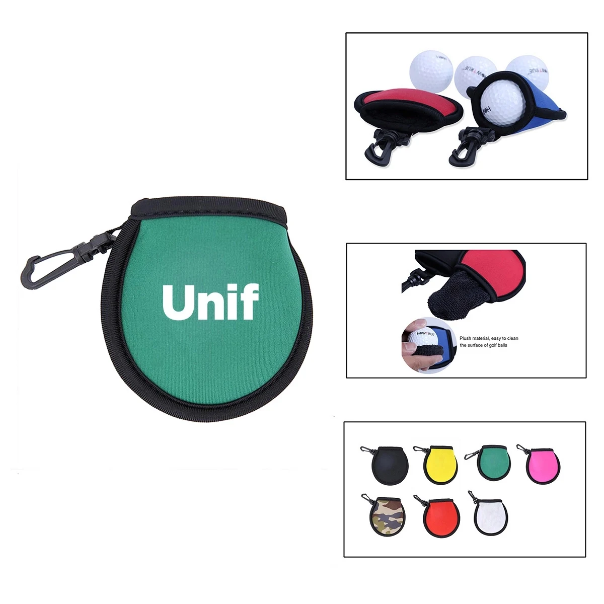 Neoprene Golf Ball Cleaning Pouch with Clip 1