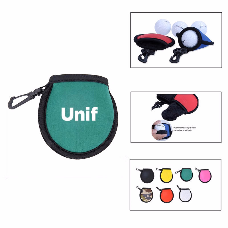 Neoprene Golf Ball Cleaning Pouch with Clip