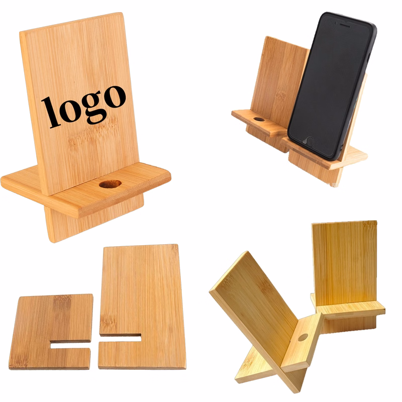 Portable Desk Bamboo Smartphone Holder Stand