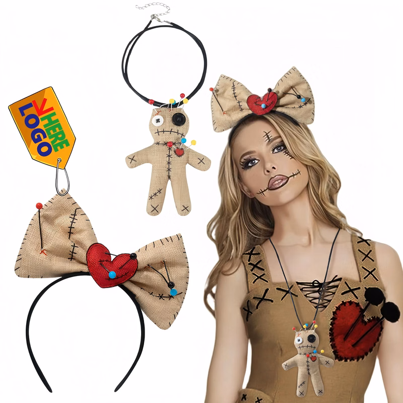 Spooky Halloween Voodoo Doll Necklace Headband Cosplay