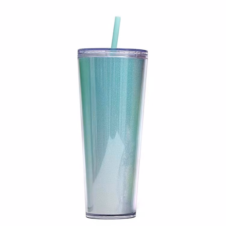 26oz Acrylic Tumblers with Colored Lids and Straws
