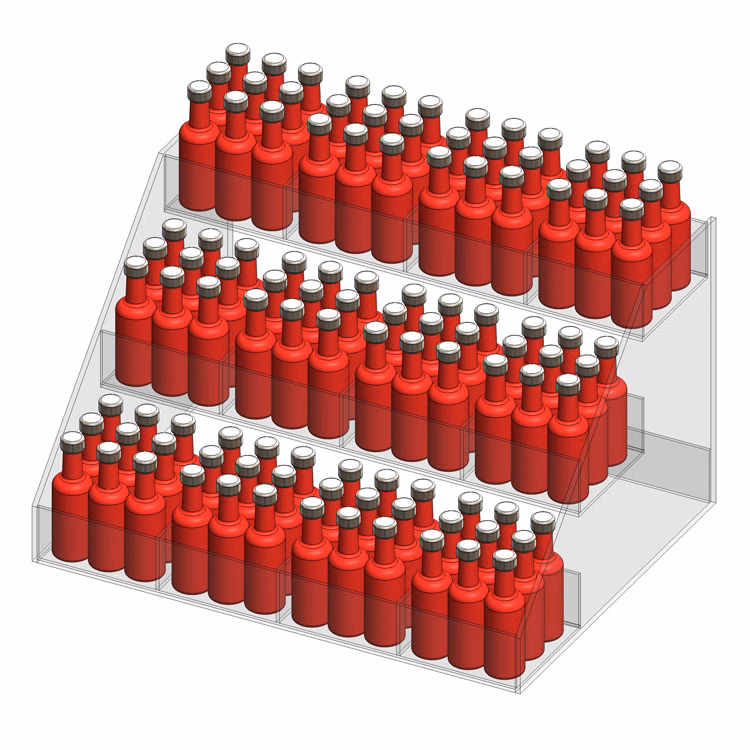 3 Tier Acrylic Beverage Display - 4 Columns
