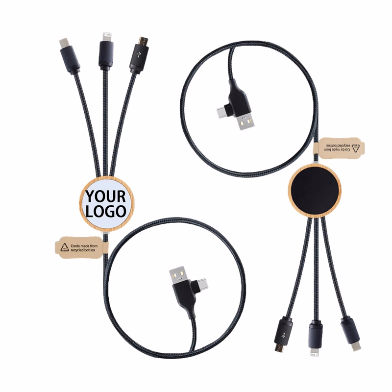 Six In One Light Up Bamboo Charging Cable 47.3" Length