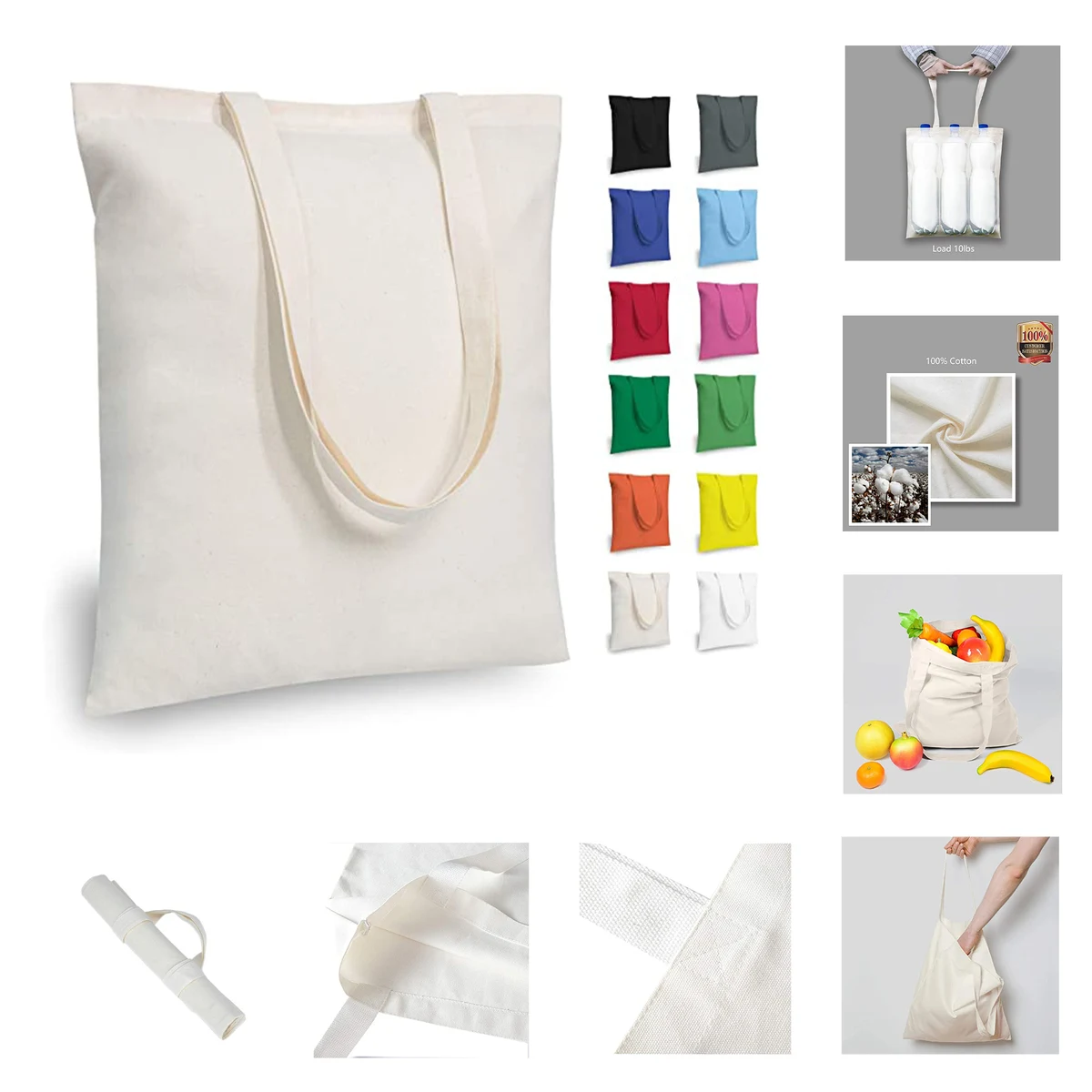 Cotton Hand Held Shopping Bag, custom tote bag with logo imprint 1