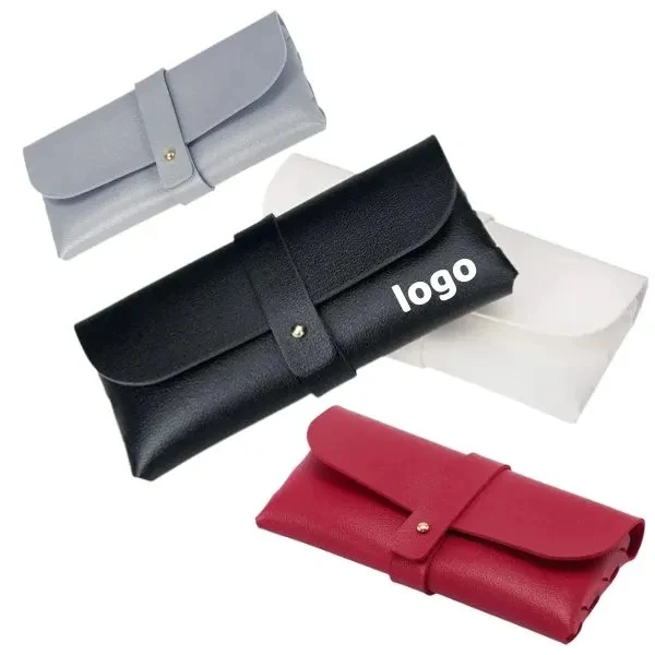 Black Leather Eyeglasses Holder - PVC Buckle Protective Case 1
